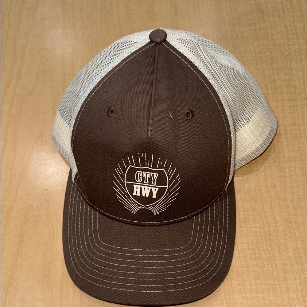CTY HWY Brown and White Trucker Hat